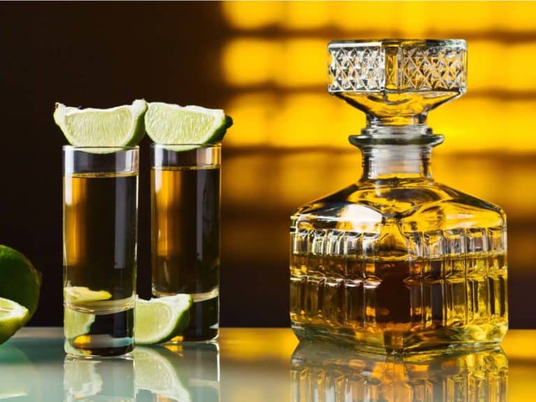 gold tequila decanter