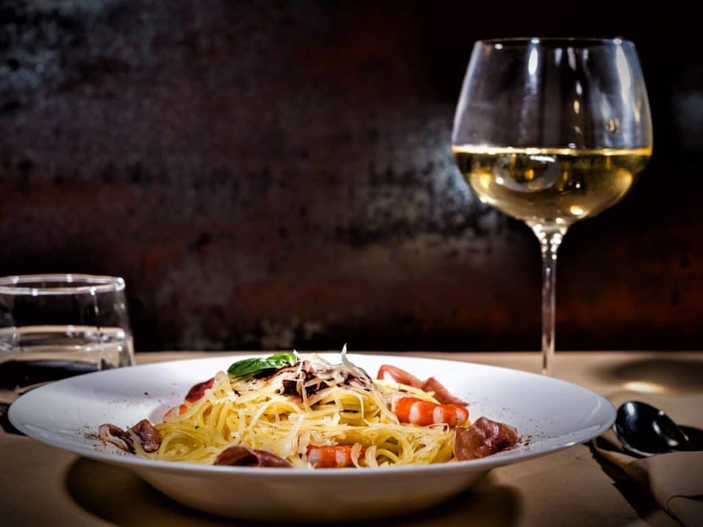 pasta and white wine