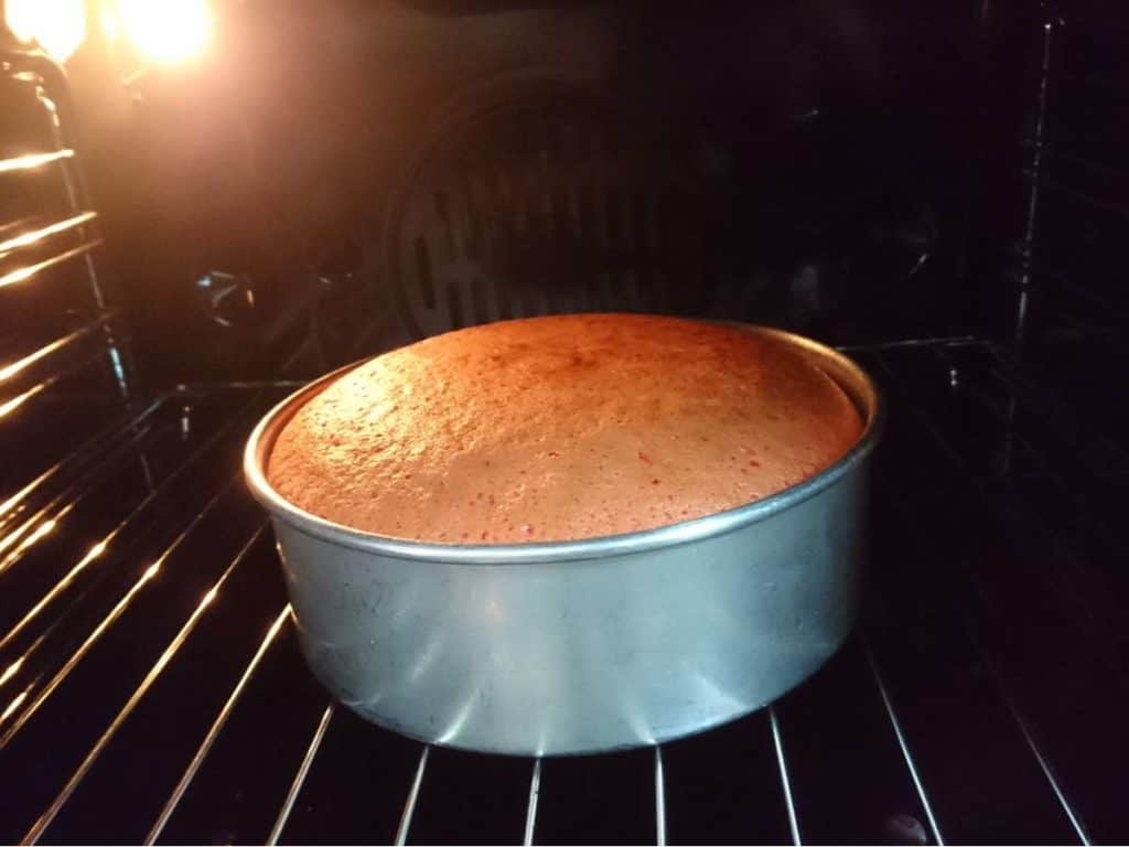 cake in oven