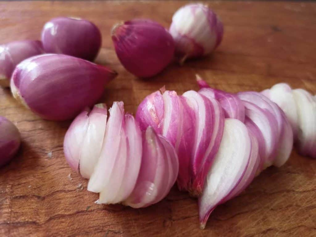 shallots, whole and sliced