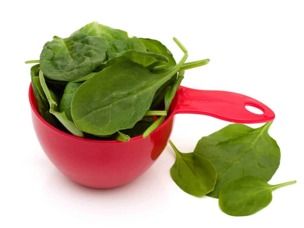 Spinach in cup